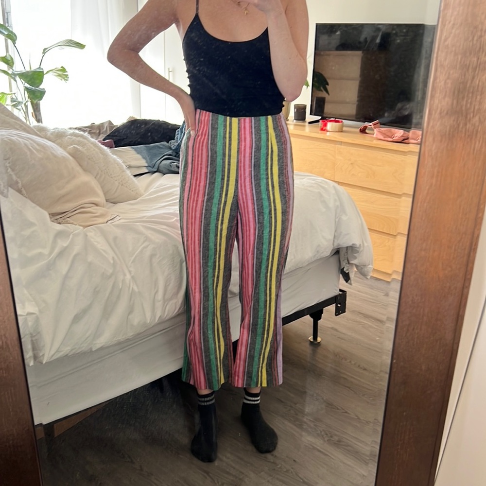High waist rainbow pants